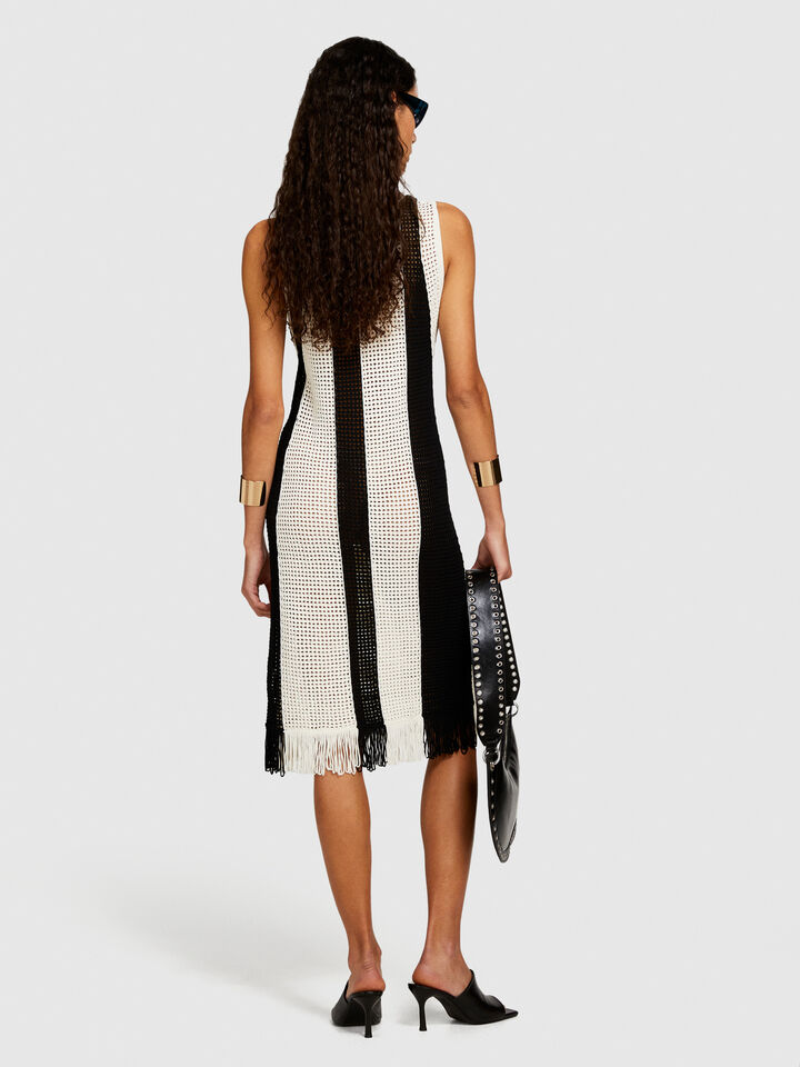 Striped perforated dress - women's midi dresses - Multi-color | Sisley image number 3